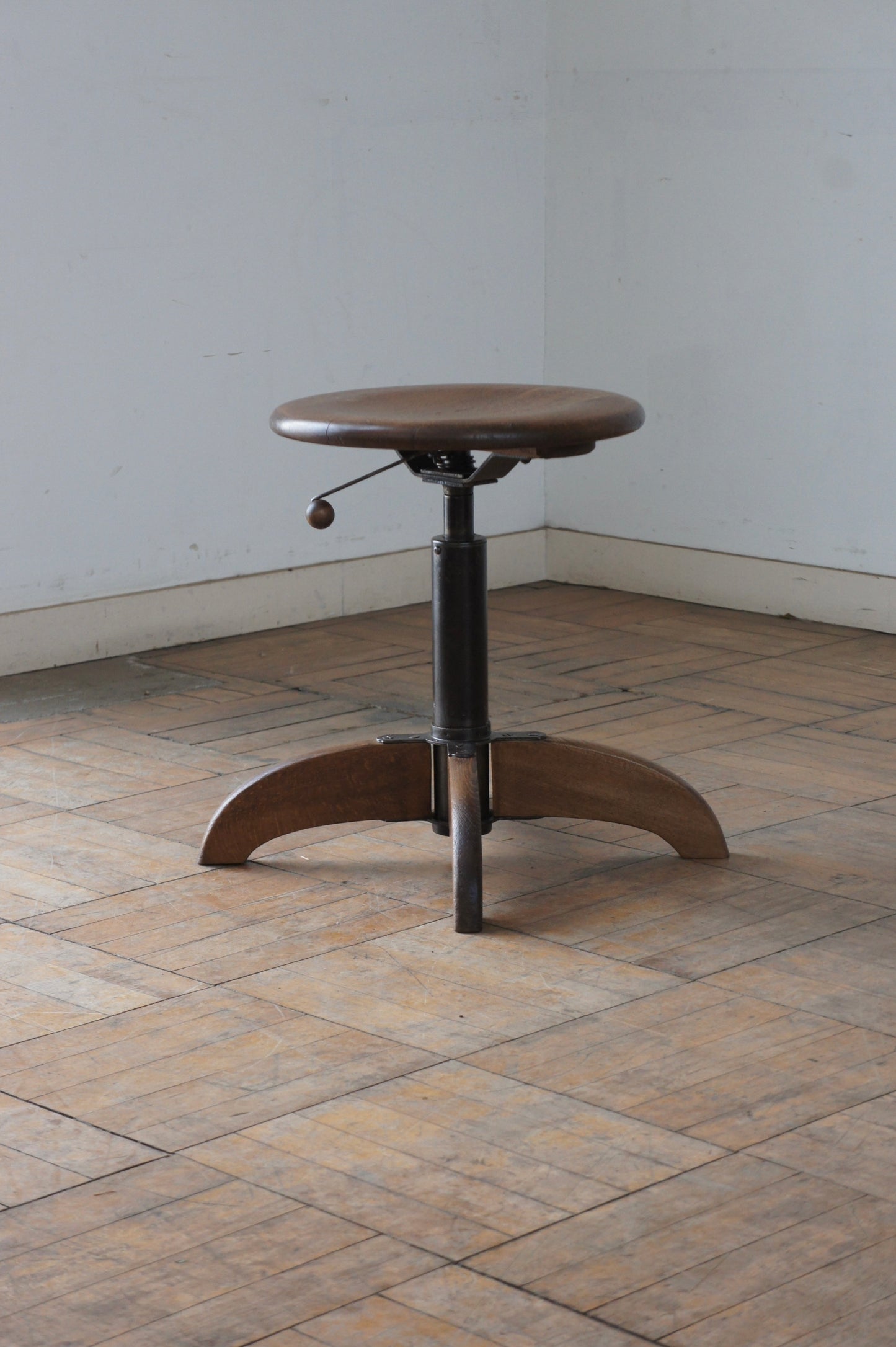 Adjustable Oak Work Stool